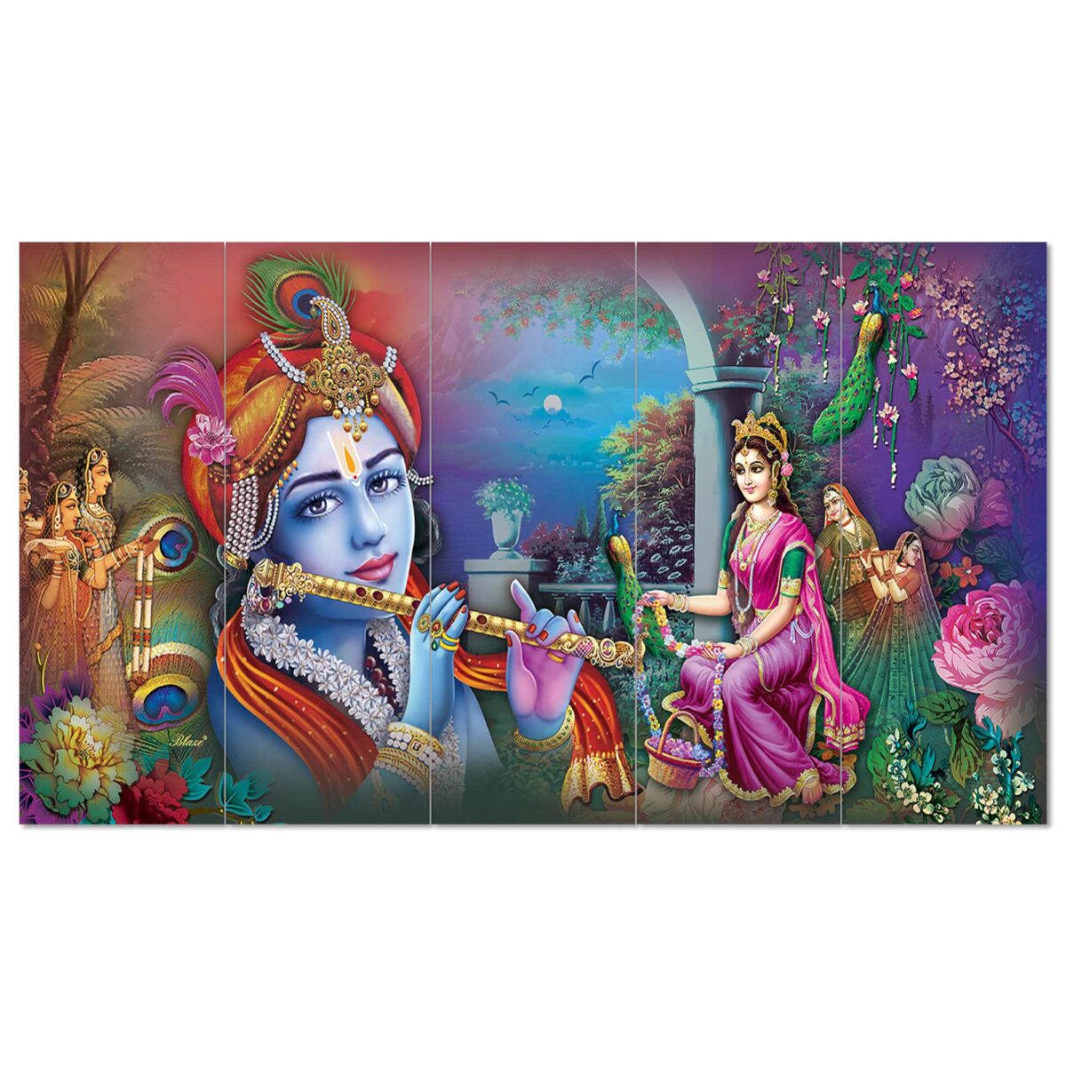 Set Of 5 Wooden Framed Wall Paintings